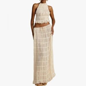 Chiffon cream two piece skirt set